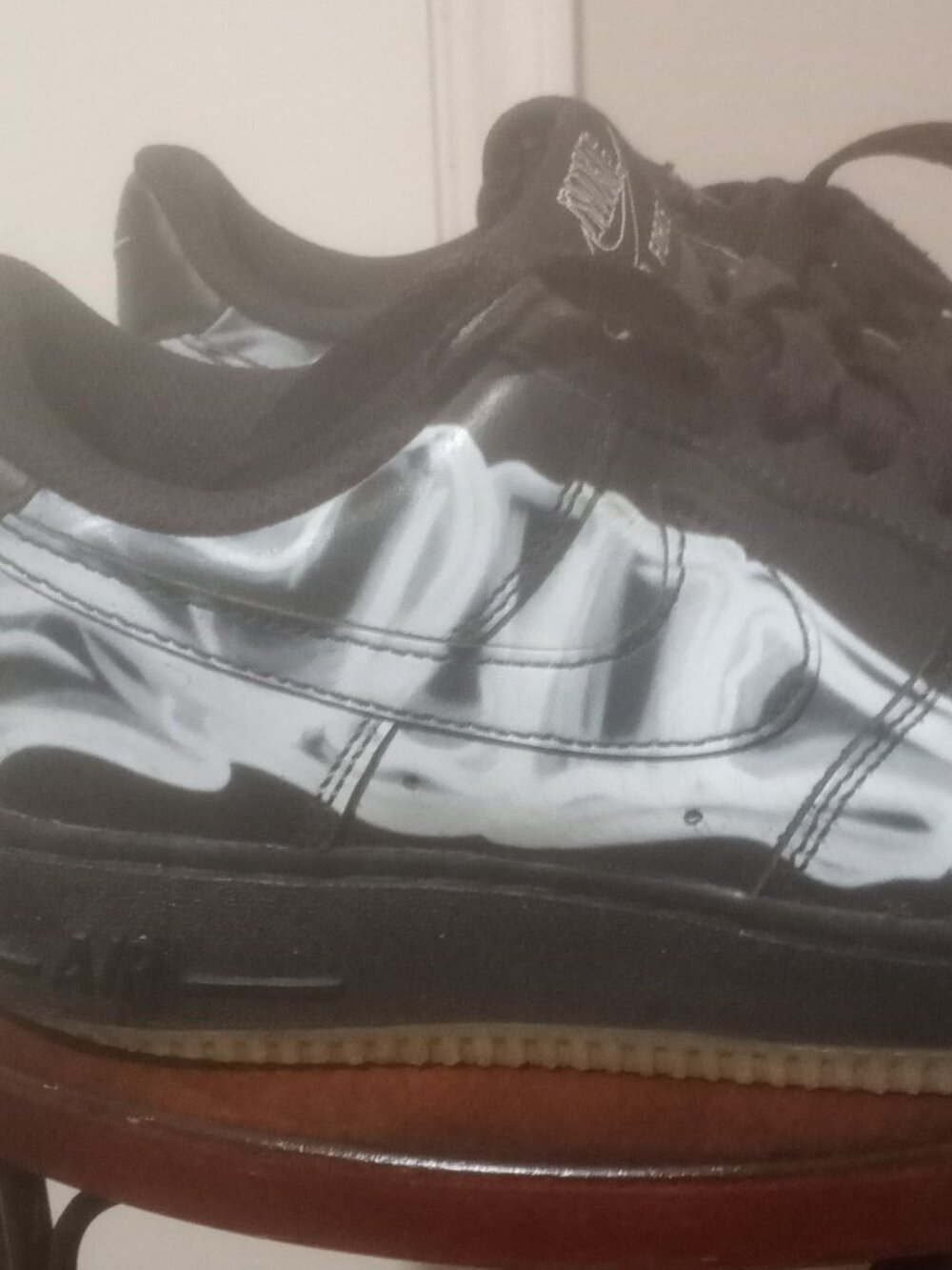 Nike Air Force 1 Low '07 QS Black Skeleton Size 6 Pre-Owned BQ7541-001 - Picture 4 of 12